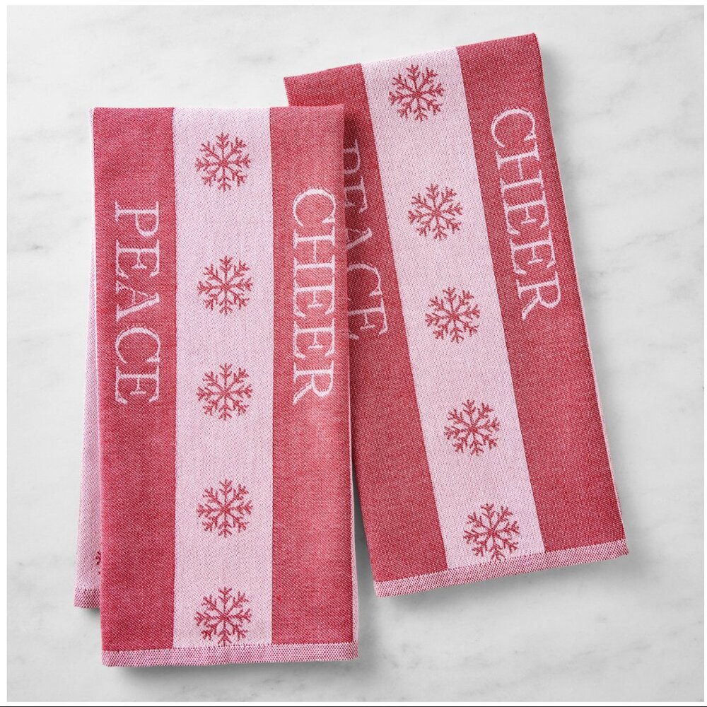 Williams Sonoma Sentiment Stripe Towels Set of 2